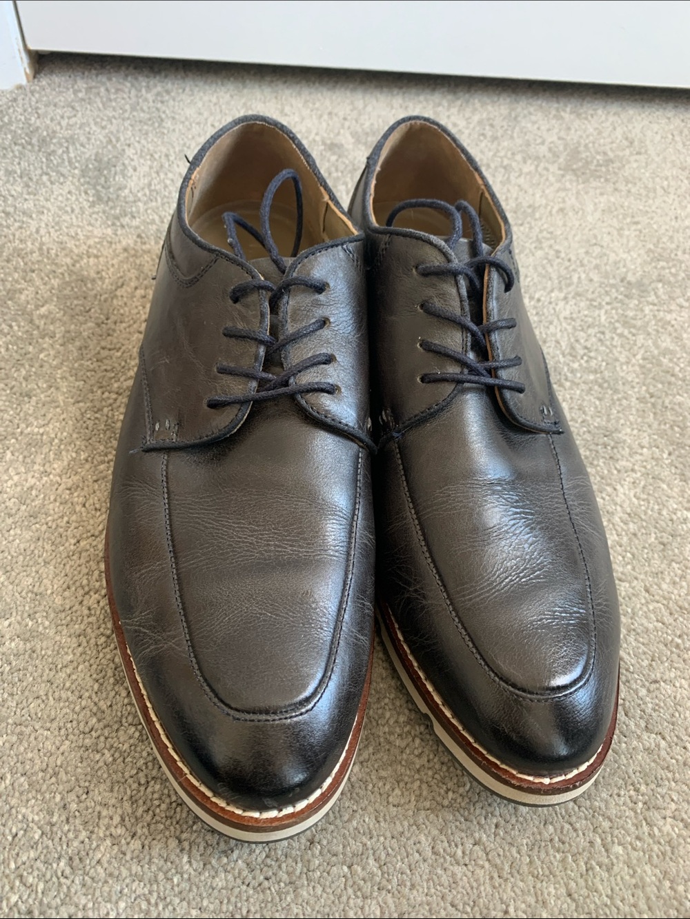 Hush Puppies  Leather Derby Dress Shoes Dark Navy